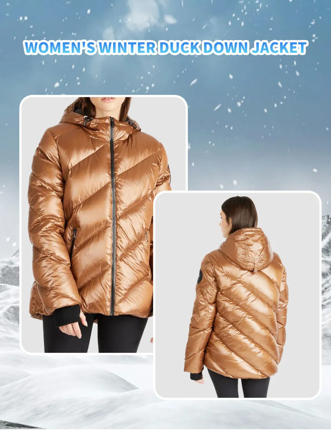 2023 New Fashion Winter Ladies Short Light Weight Casual Quilted Hooded Nv-001 Duck Down Jacket