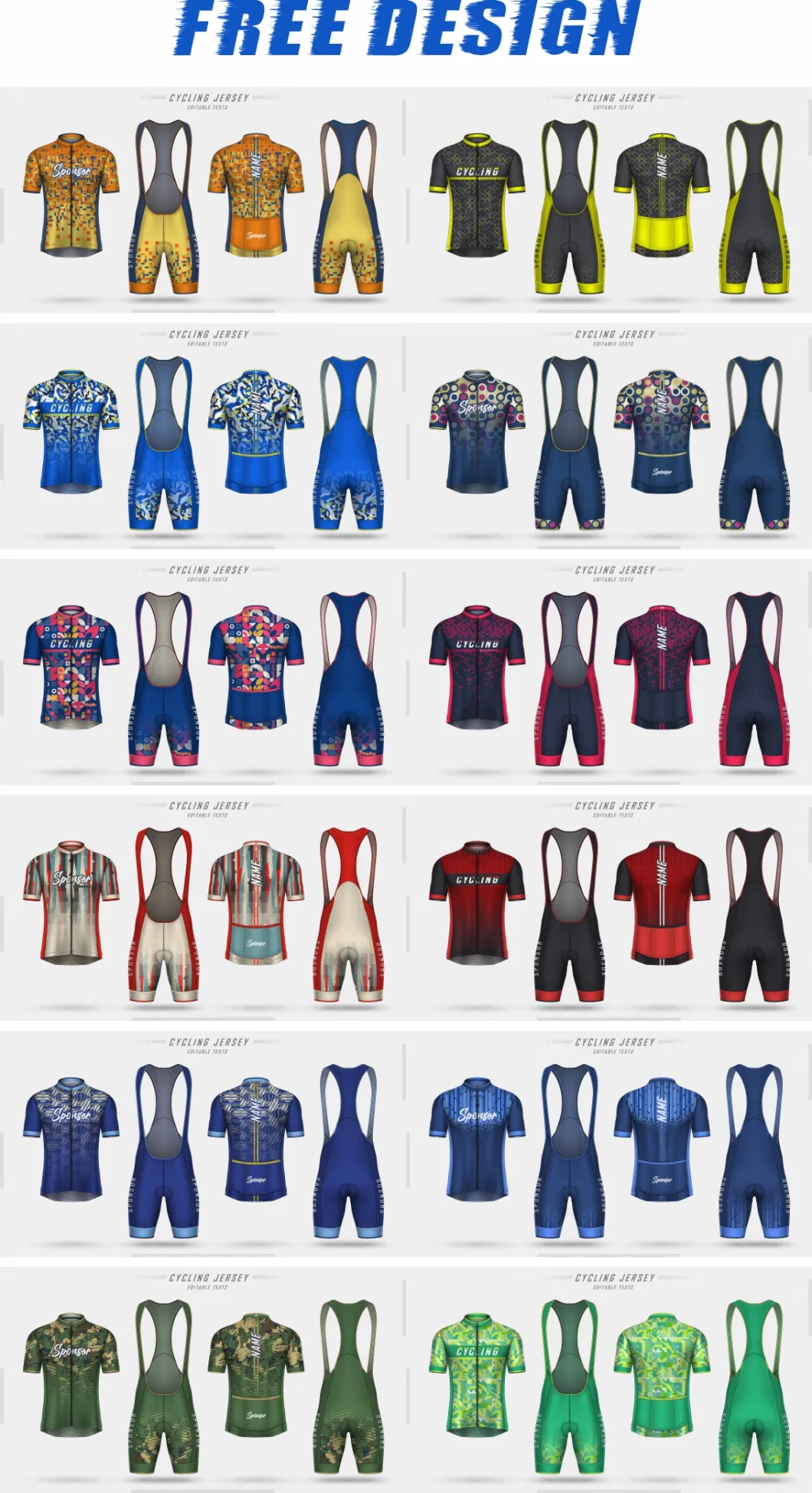 China Manufacturer Custom Sublimation Printing Ropa De Ciclismo, Bike Jersey Set with Custom Team Name and Logo Print