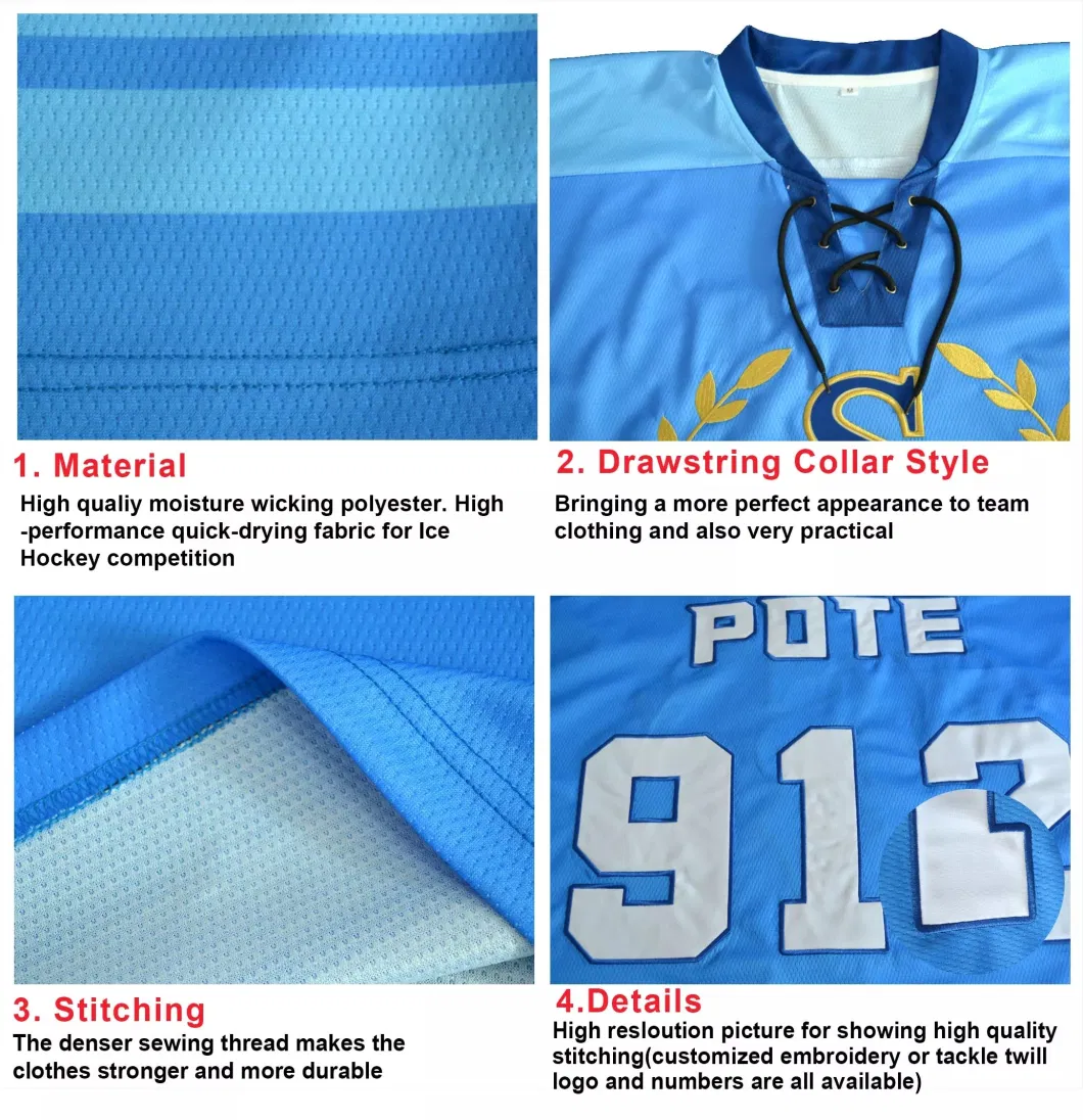 Custom OEM Stitched Embroidered Mens Team Sportswear Reversible Sublimated Ice Hockey Jersey Wear Clothing