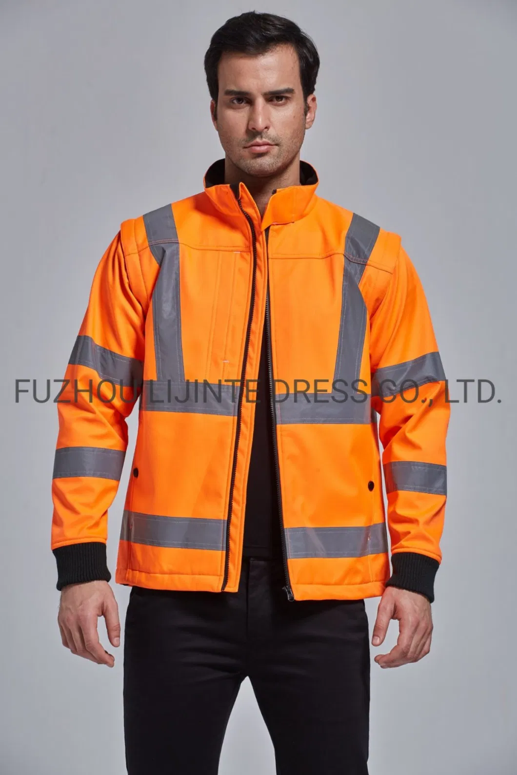 Reflective Safety Clothing High Visibility Detachable Sleeve Softshell Workwear