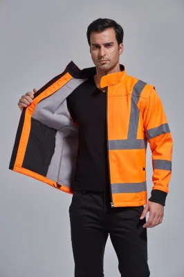 Reflective Safety Clothing High Visibility Detachable Sleeve Softshell Workwear